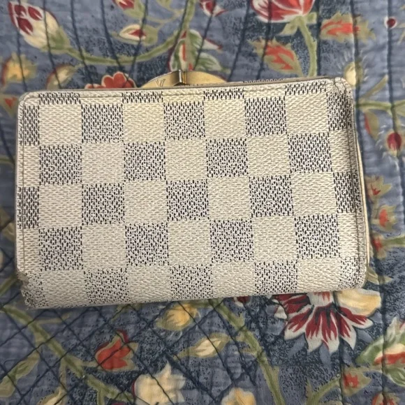 Louis Vuitton Vintage Damier Azur LV Kisslock Wallet 2007 Flawed! Authentic - Picture 2 of 13